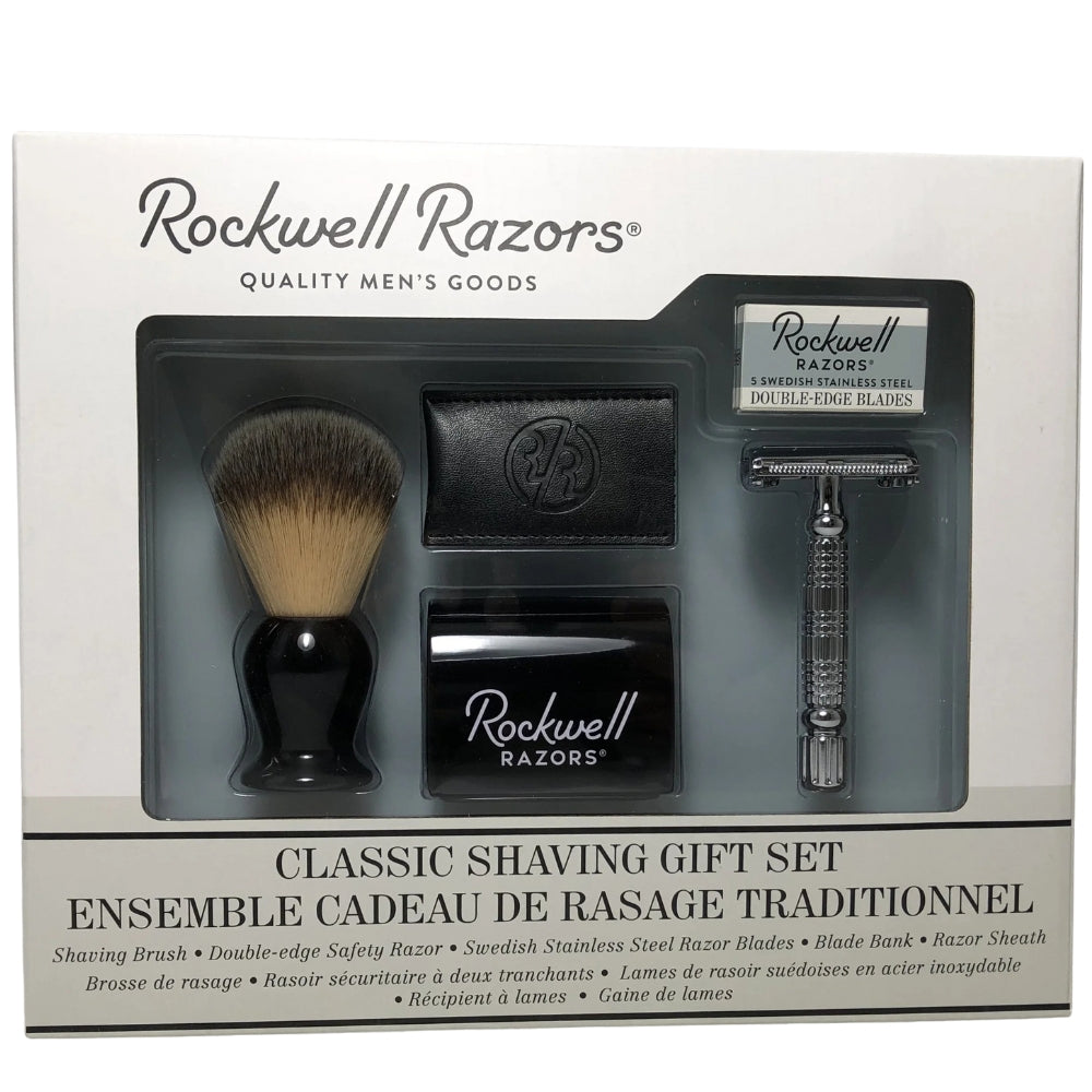 Ensemble cadeau rasage traditionnel - Chrome blanc