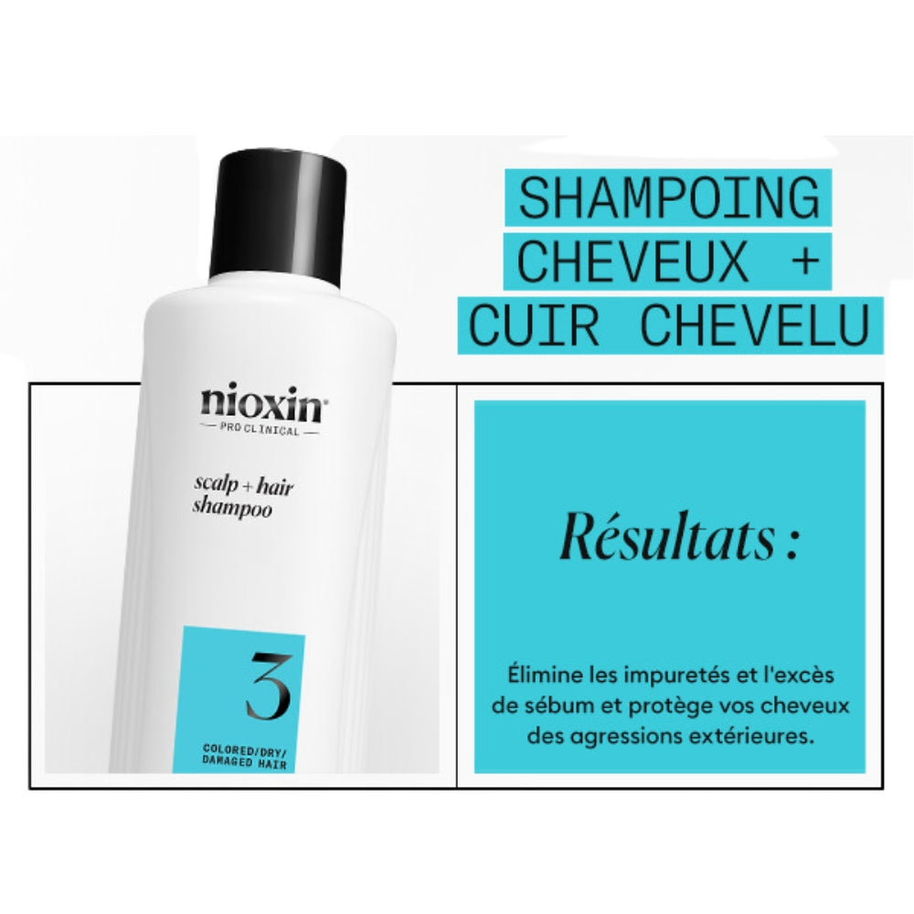Duo shampoing et revitalisant cheveux + cuir chevelu Système 3 - Pour cheveux colorés avec chute modérée (2x 1000ml/33.8oz)