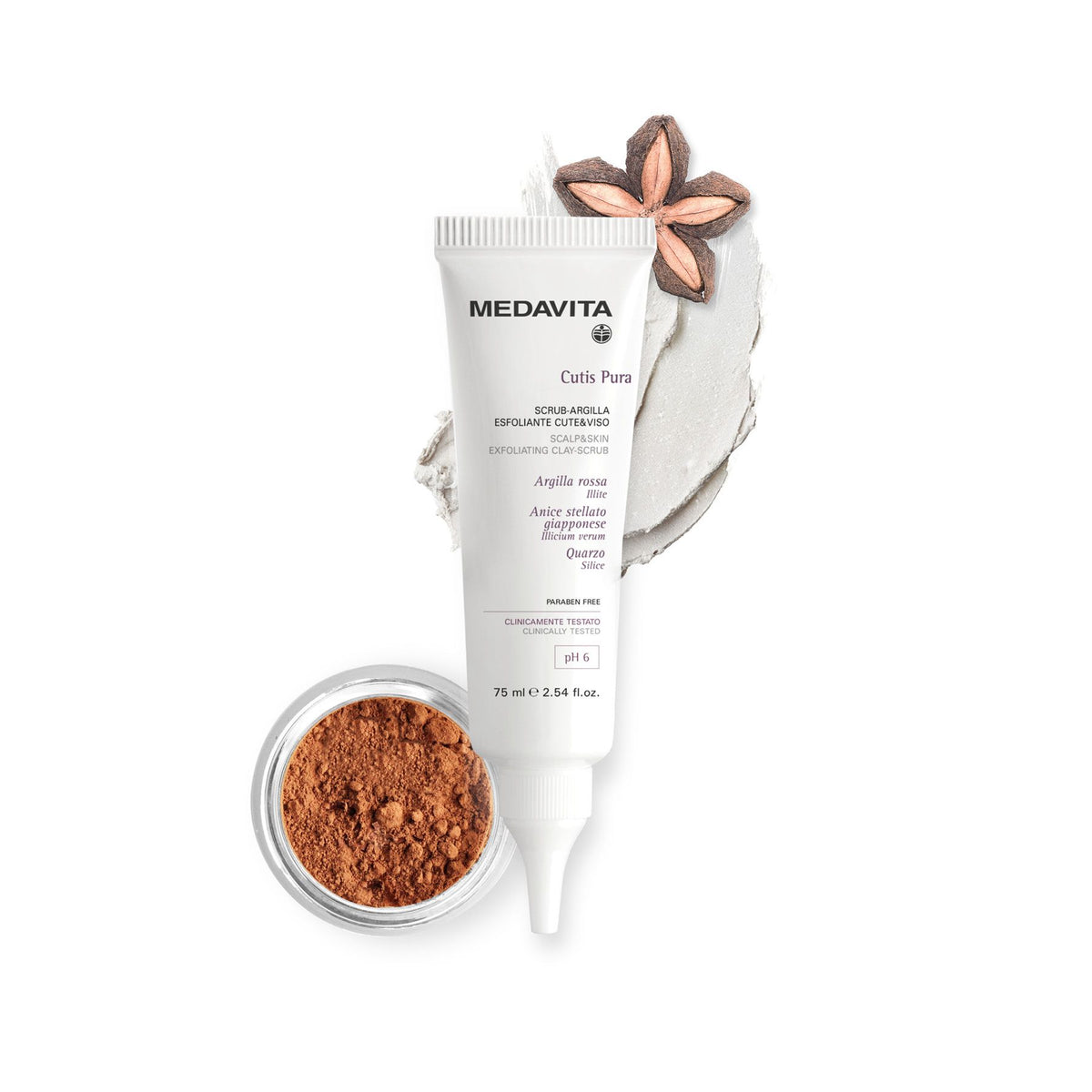 Gommage exfoliant à l'argile "Cutis Pura" - Pour cuir chevelu et visage (75ml/2.54oz)