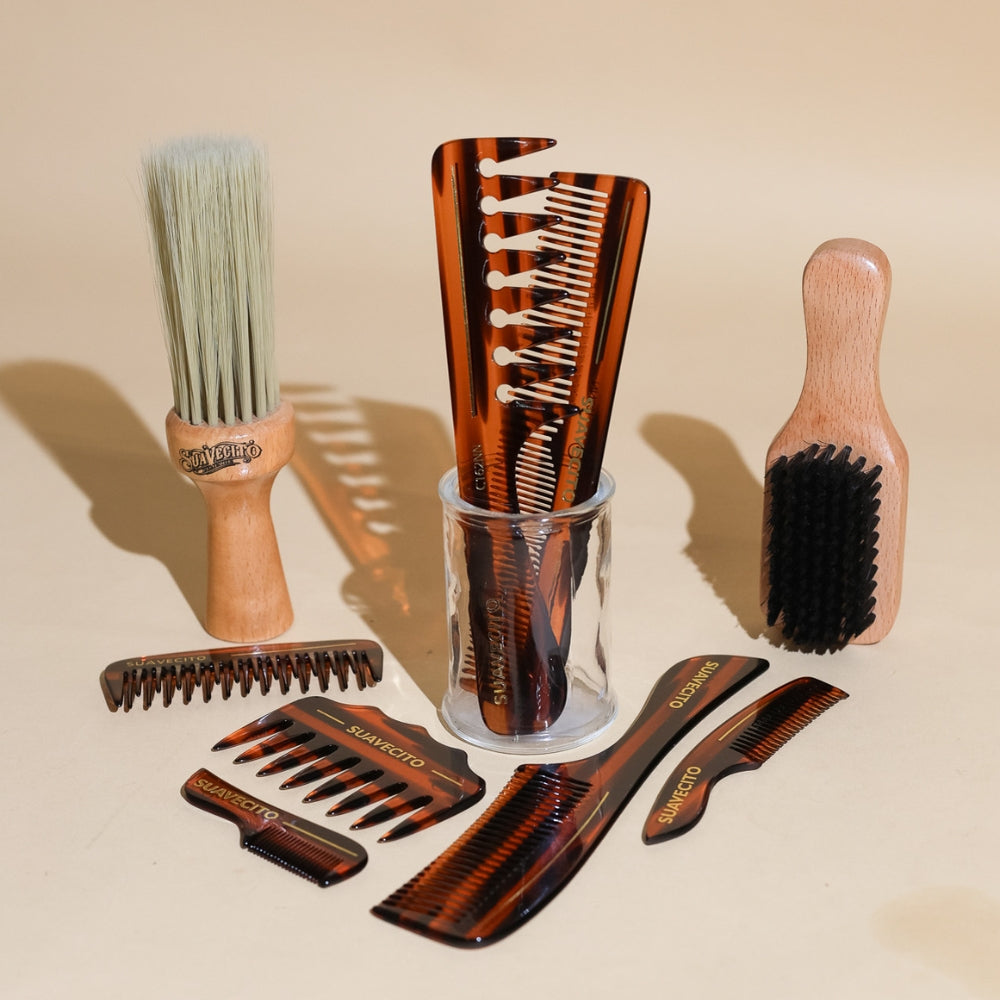 Brosse de barbier en poils synthétique "Barber Brush" - Bois naturel