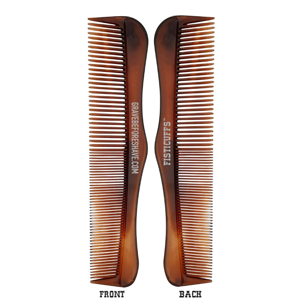 Acrylic Comb with Fine and Wide Teeth - Tortoise shell finish