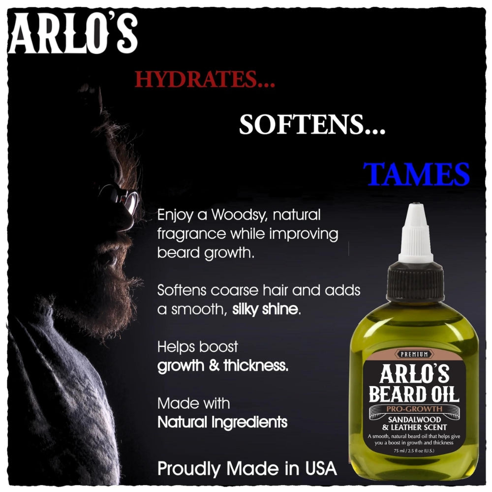 Pro-Growth Beard Oil Sandalwood & Leather Scent (75ml/2.5oz)