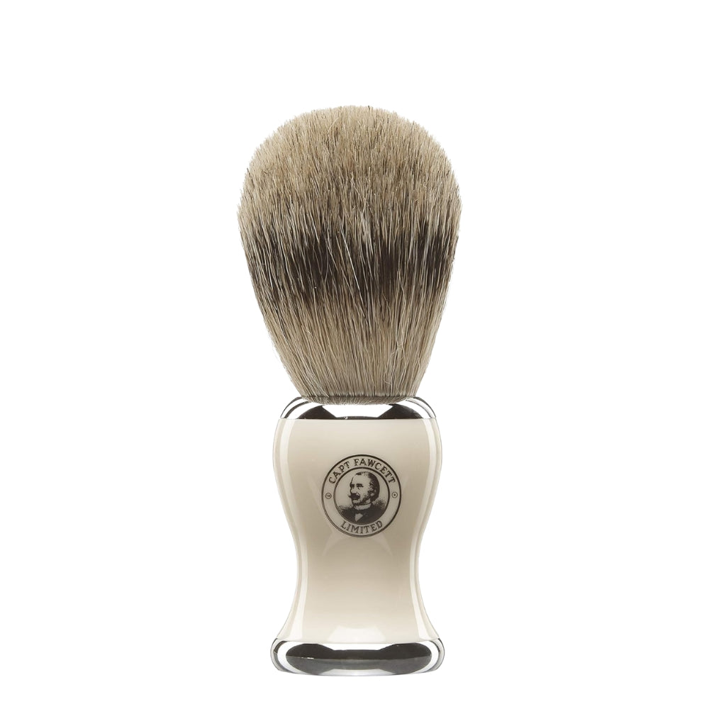 Blaireau en résine "Super Badger Shaving Brush" Ivoire - Grande taille (33mm/1.29")