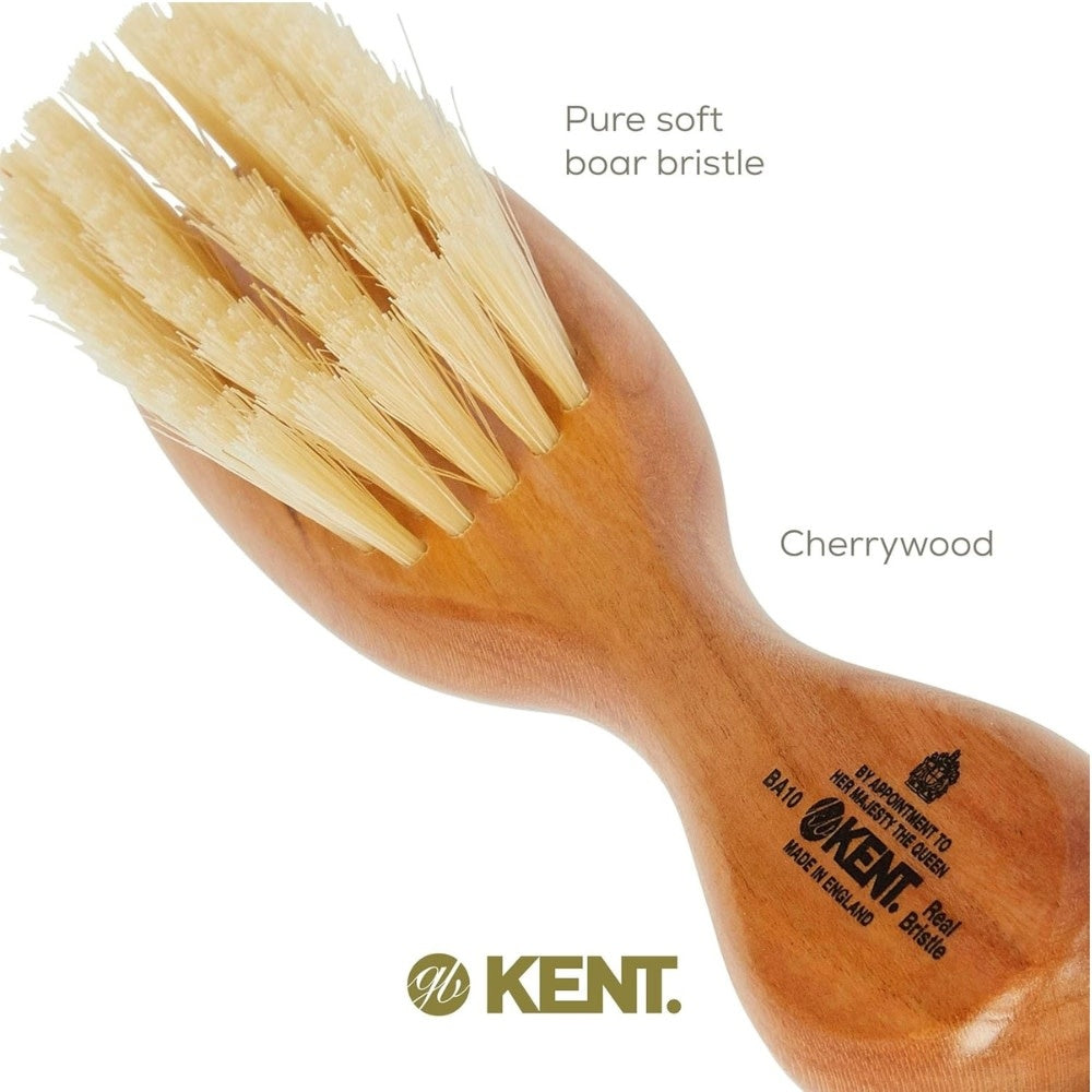 KENT. - Brosse pour bébé "Baby Brush" - Fabriquée en bois de cerisier avec des poils blancs ultra doux (185mm/7.28") - BA10