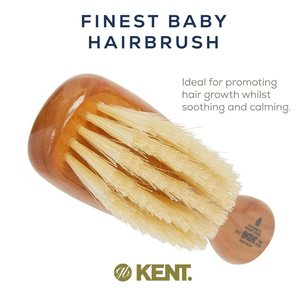 KENT. - Brosse pour bébé "Baby Brush" - Fabriquée en bois de cerisier avec des poils blancs ultra doux (185mm/7.28") - BA10