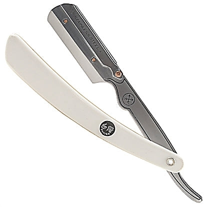 Rasoir de barbier à lame droite SRW avec système de clip - Résine blanche
