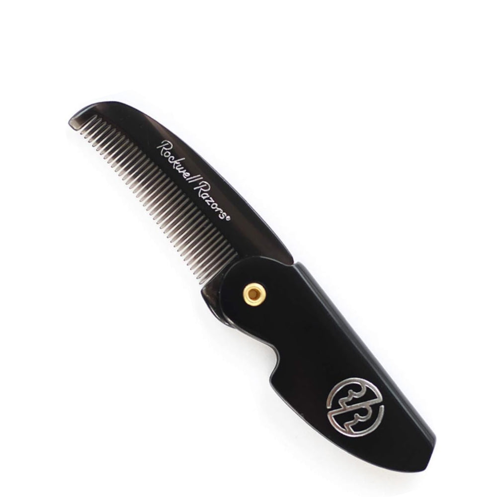 Peigne de poche pliant pour barbe et moustache (117mm/4.6") - Noir