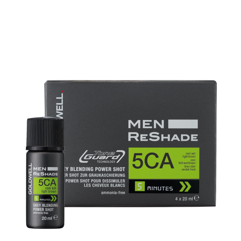 Coloration Power Shot pour dissimuler les cheveux blancs "Men ReShade" (4x 20ml/0.6oz) 5CA - Brun pâle cendré froid