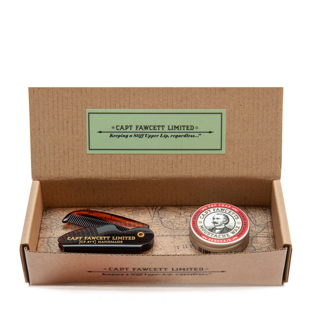Ensemble cire à moustache "The Chap" et peigne à moustache de poche pliable CF.87T  (15ml/0.5oz)