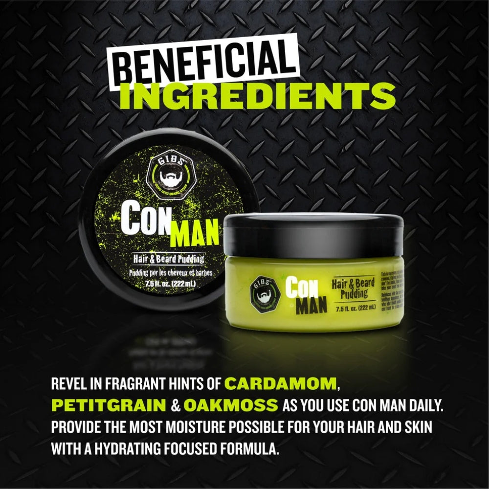 Pudding hydratant barbe et cheveux "Con Man" (222ml/7.5oz)