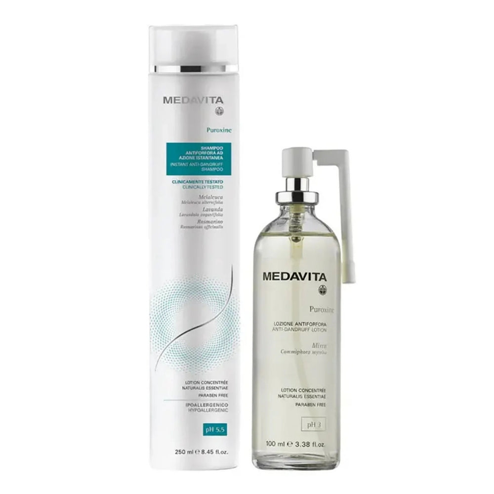 Ensemble "Solution Antipellicules Puroxine" Shampoing et Lotion purifiante pellicules libres - Pour cuir chevelu avec problème de pellicules (250ml/8.45oz et 100ml/3.38oz)