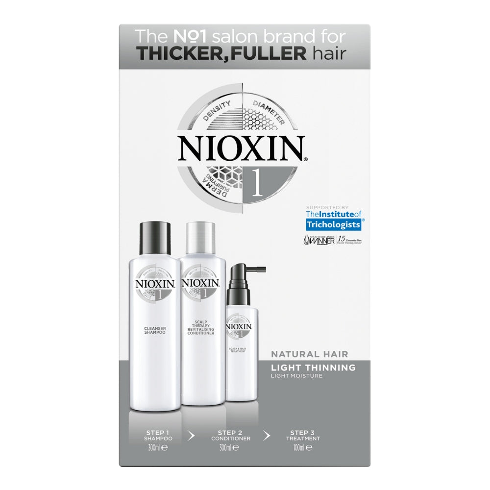 System 1 Shampoo, Conditioner and Scalp Treatment Trio - For Natural Hair with Light Thinning (2x 300ml/10.1oz, 1x 100ml/3.38oz)