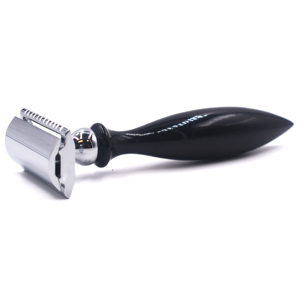 12R Buffalo Horn Handle 3 Piece Safety Razor - Black