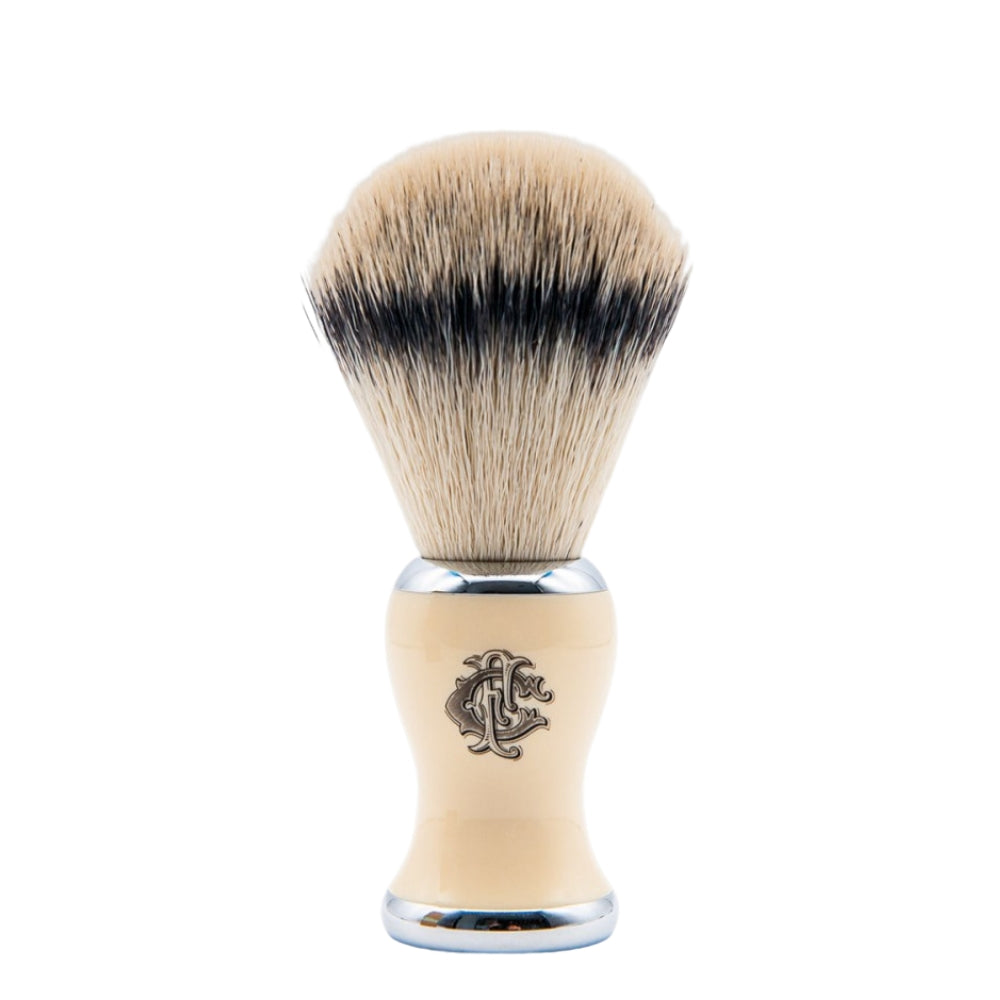 Blaireau de rasage "Faux Badger" en fibres synthétiques avec manche en faux ivoire - Medium (24mm/0.94")