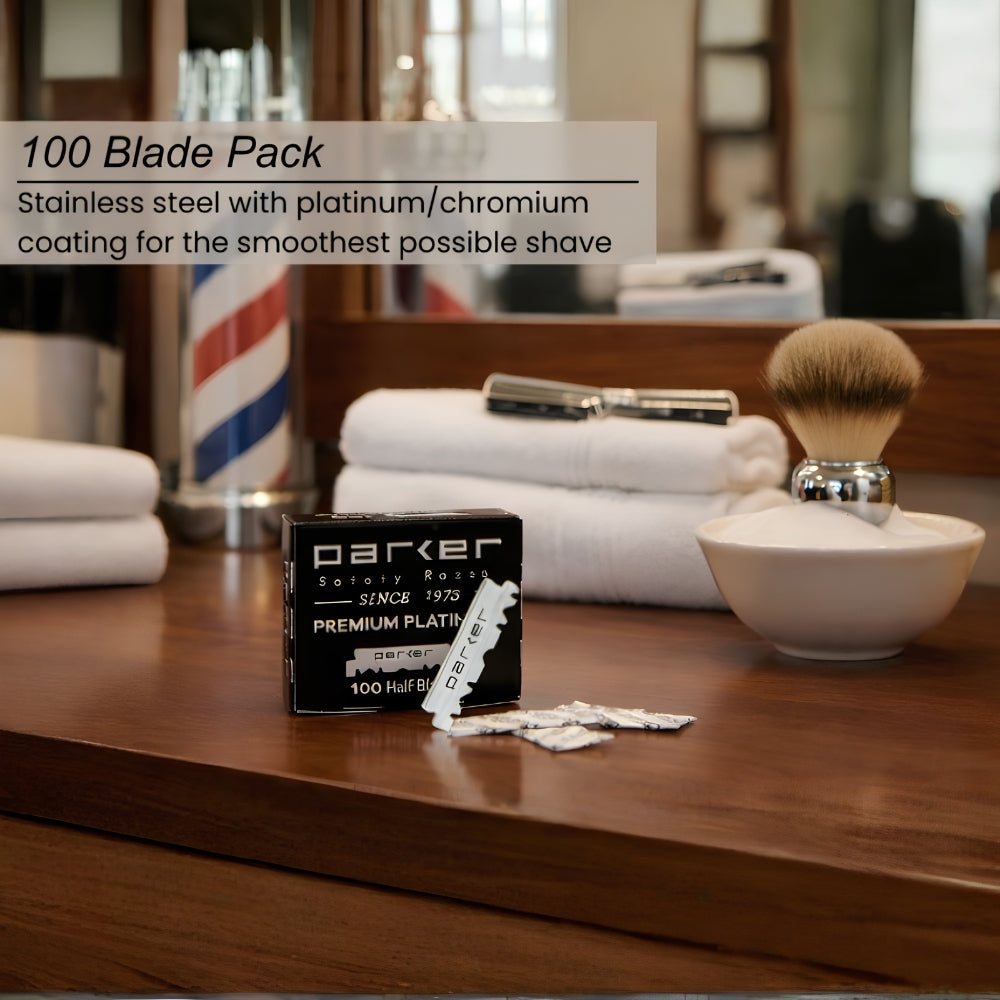 Premium Platinum half blades for Barber Razor (100 blades)