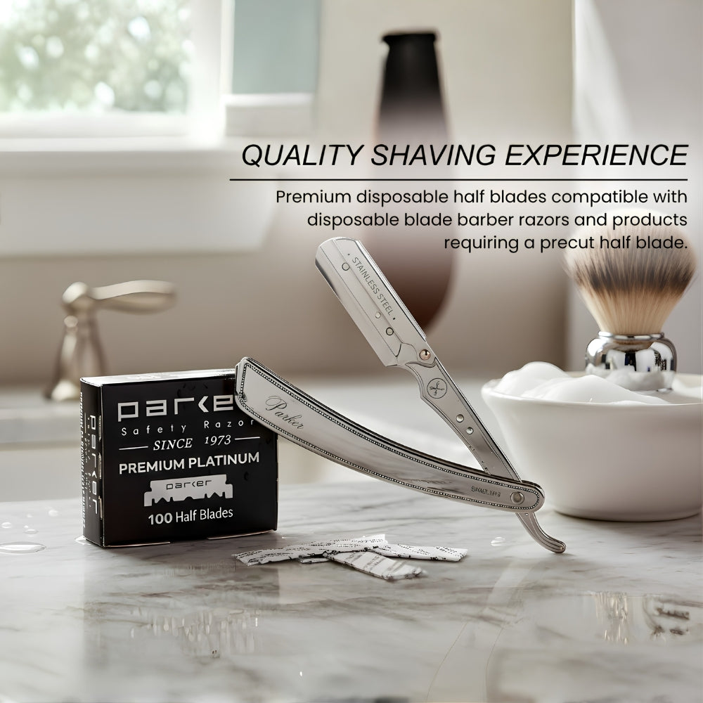 Premium Platinum half blades for Barber Razor (100 blades)