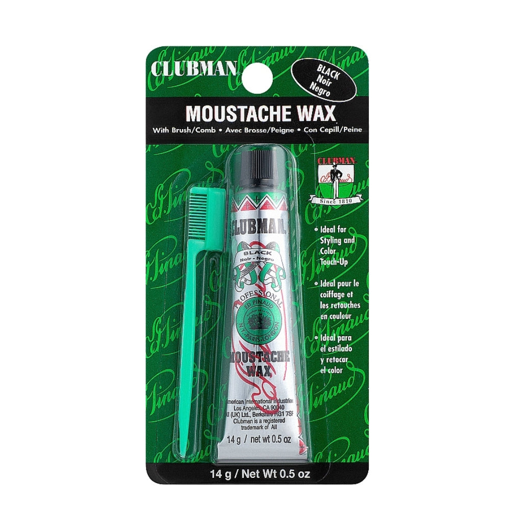 Cire à moustache avec brosse peigne - Noir (14g/0.5oz)