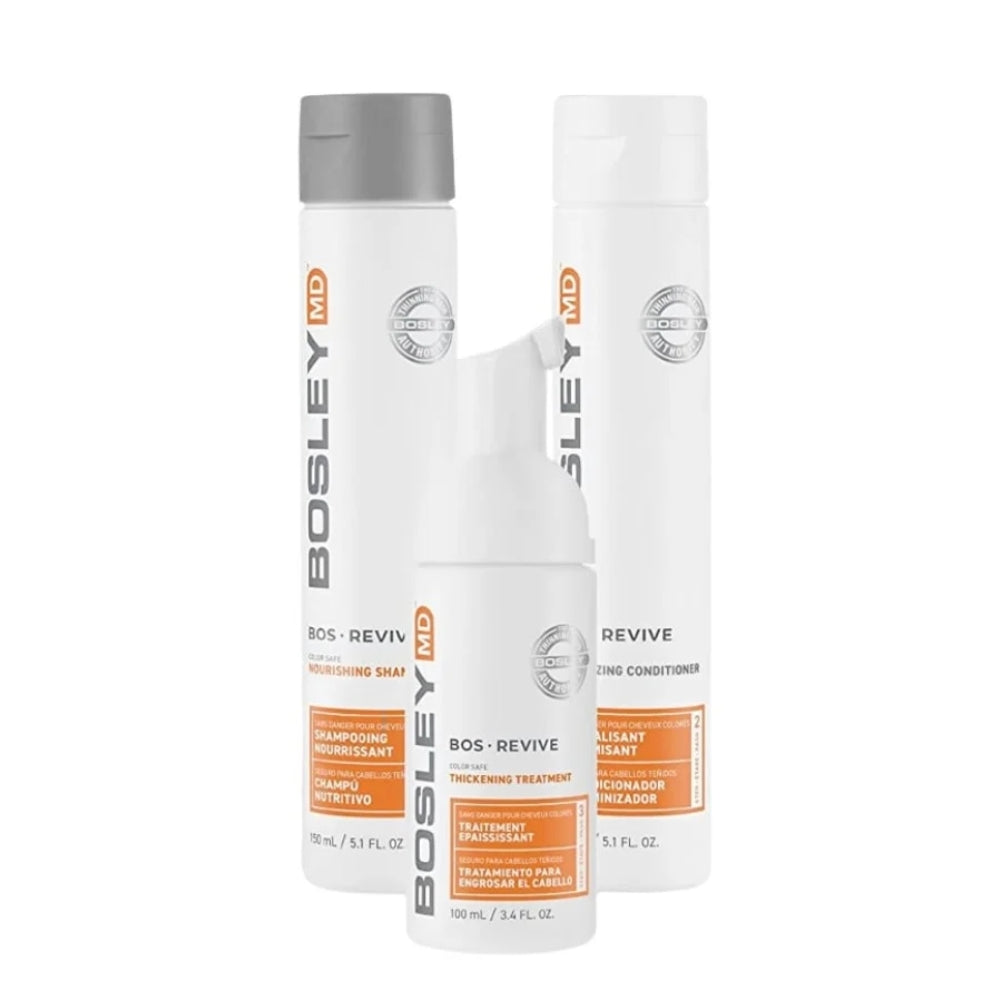 BosRevive Volumizing Kit with Shampoo, Conditioner and Treatment - For Visibly Thinning Hair Color-Treated Hair (2x150ml/5.1oz, 100ml/3.4oz)
