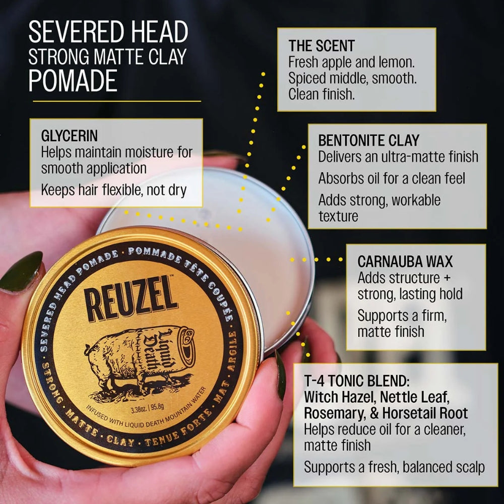 Pommade d'argile "Severed Head Pomade" - Tenue forte, fini mat (95.8g/3.38oz)