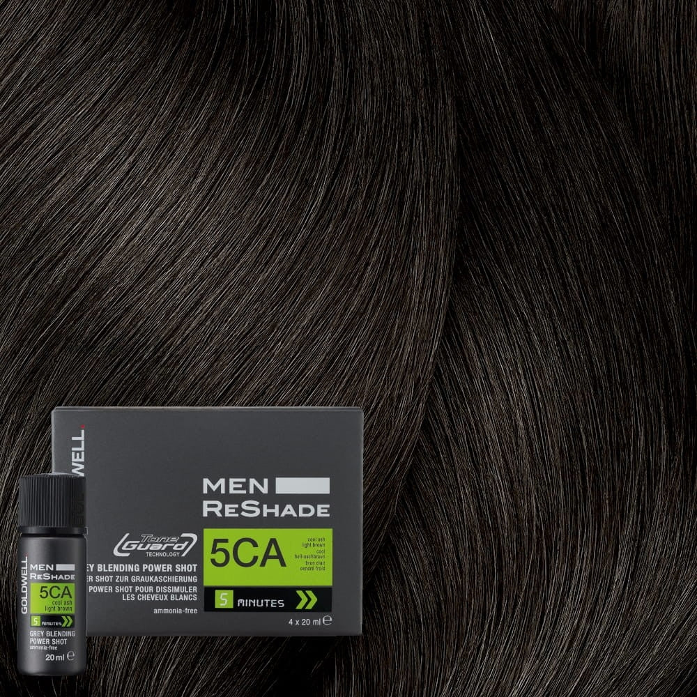 Coloration Power Shot pour dissimuler les cheveux blancs "Men ReShade" (4x 20ml/0.6oz) 5CA - Brun pâle cendré froid