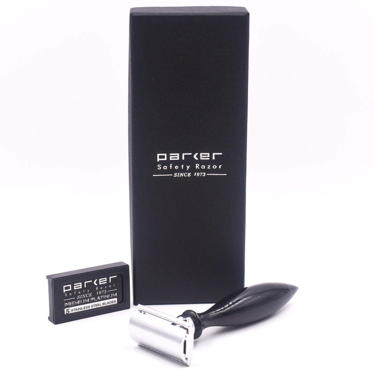 12R Buffalo Horn Handle 3 Piece Safety Razor - Black