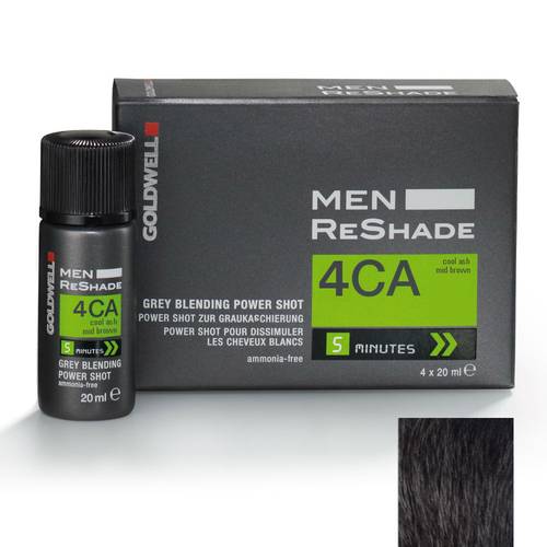 Coloration Power Shot pour dissimuler les cheveux blancs "Men ReShade" (4x 20ml/0.6oz) 4CA - Brun moyen cendré froid