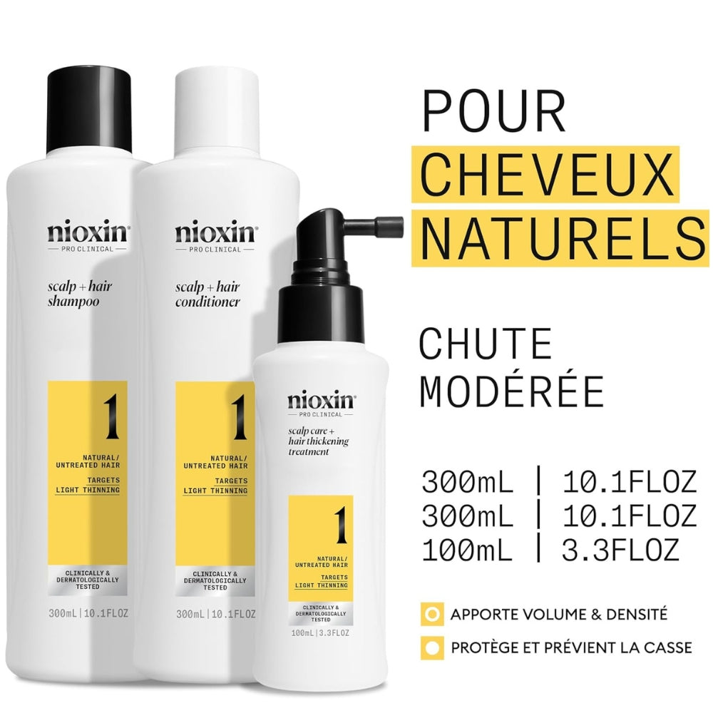 System 1 Shampoo, Conditioner and Scalp Treatment Trio - For Natural Hair with Light Thinning (2x 300ml/10.1oz, 1x 100ml/3.38oz)