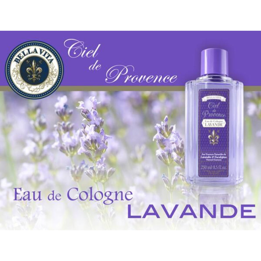 Eau de cologne aux essences naturelles de lavandin et eucalyptus - Lavande Ciel de Provence (250ml/8.5oz)