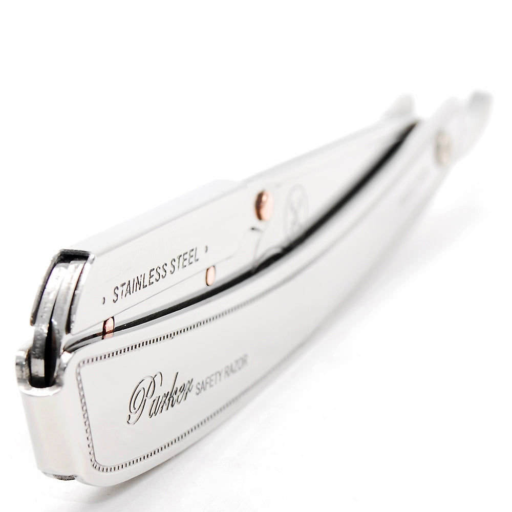 SRX Straight blade barber razor with clip system - Stainless Steel