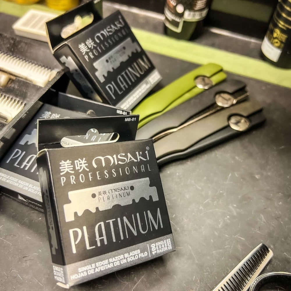 Demi-Lames "Platinum Single Edge" pour rasoir de barbier (100 Lames)