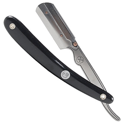 SRB Straight blade barber razor with clip system - Black resin