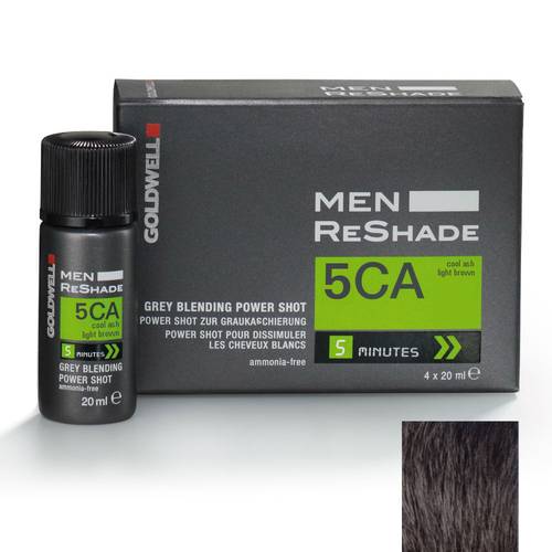 Coloration Power Shot pour dissimuler les cheveux blancs "Men ReShade" (4x 20ml/0.6oz) 5CA - Brun pâle cendré froid