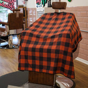 Cape de barbier "Lumber" col en lycra extensible et fermetures à boutons-pression (140cm/55" x 160cm/63") - Noir et rouge