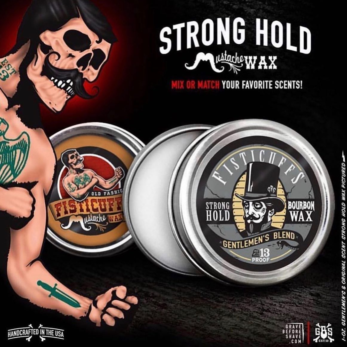 Cire à moustache "Gentlemen's Blend Bourbon" - Tenue forte (30ml/1.0oz)