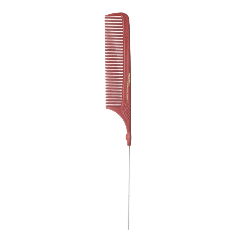 Peigne à queue métallique antistatique Carbon 18 (223mm/8.75") - Rouge