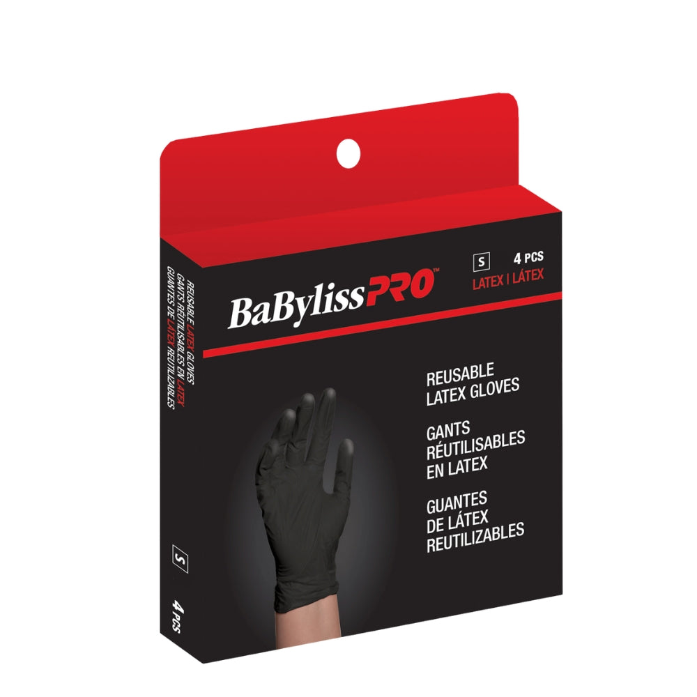 Latex Reusable Gloves - Black - Small (Box of 4)