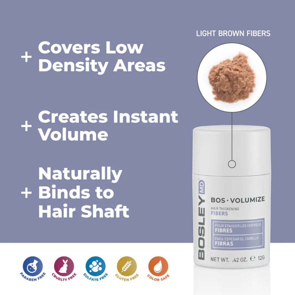 Fibre épaississante "BosVolumize" (BRUN CLAIR) - Pour cheveux clairsemés (12g/0.42oz)
