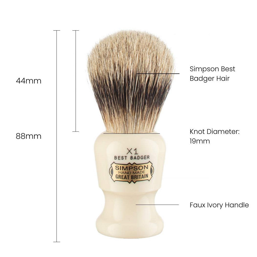 Shaving Brush - Commodore X1 Best Badger Ivoire - Small (19mm/0,74'')