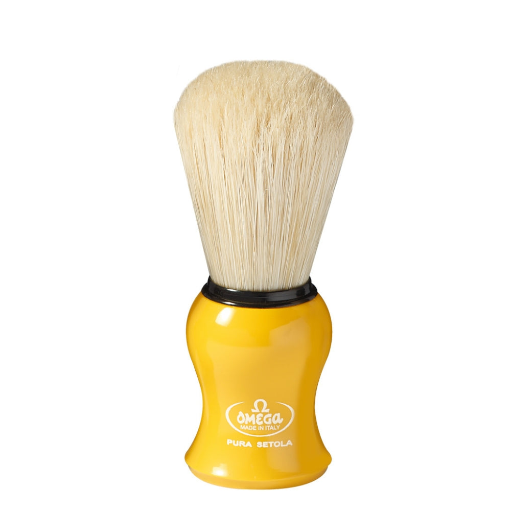 Pure Hog Bristle Shaving Brush #10065 yellow plastic handle - Medium (23mm/0.90")