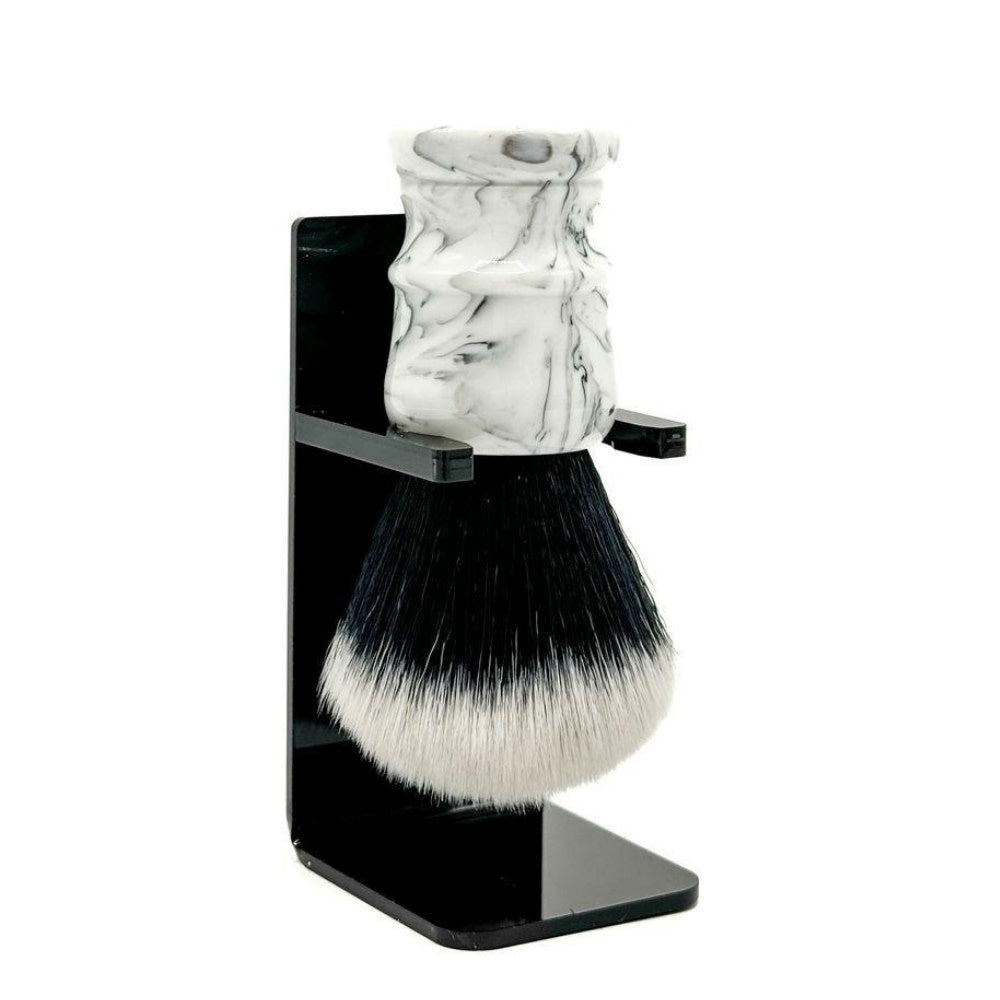 Blaireau avec poils synthétiques premium Tuxedo Knot et manche en résine marbrée blanc et noir - Large (26mm/1.02") - WBSY