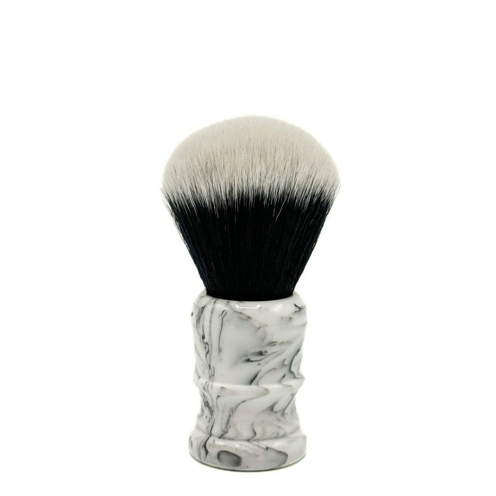 Blaireau avec poils synthétiques premium Tuxedo Knot et manche en résine marbrée blanc et noir - Large (26mm/1.02") - WBSY
