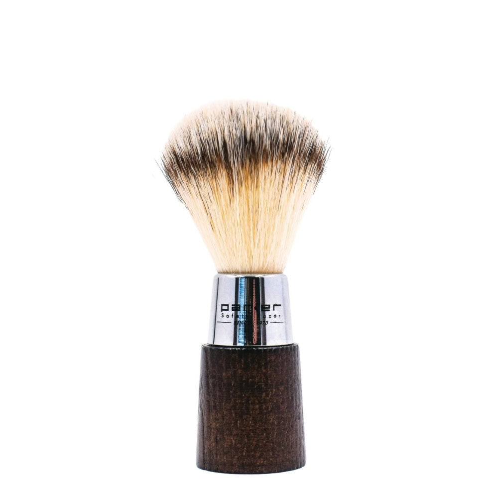 Blaireau avec poils synthétiques premium et manche en bois de hêtre finition noyer et chrome - Medium (20mm/0.79") - WNSY