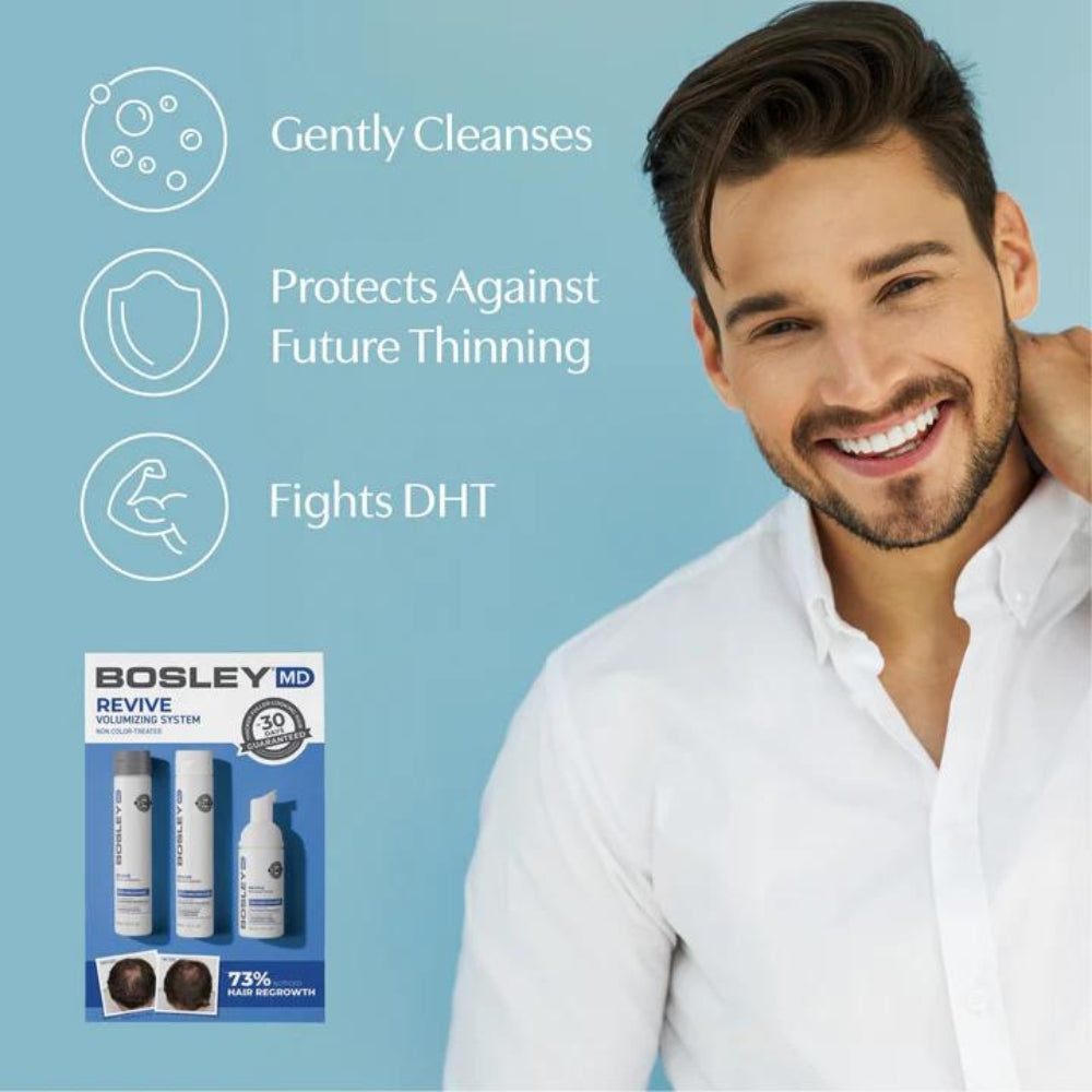 BosRevive Volumizing Starter Kit with Shampoo, Conditioner and Treatment - For Visibly Thinning Hair Non Color-Treated Hair (2x150ml/5.1oz, 100ml/3.4oz)