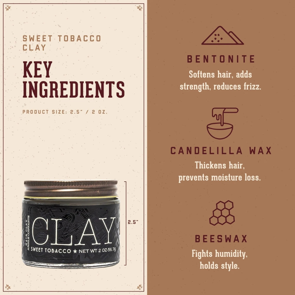 Argile coiffante "Sweet Tobacco Hair Clay" - Tenue moyenne, sans brillance (56.7g/2.0oz)