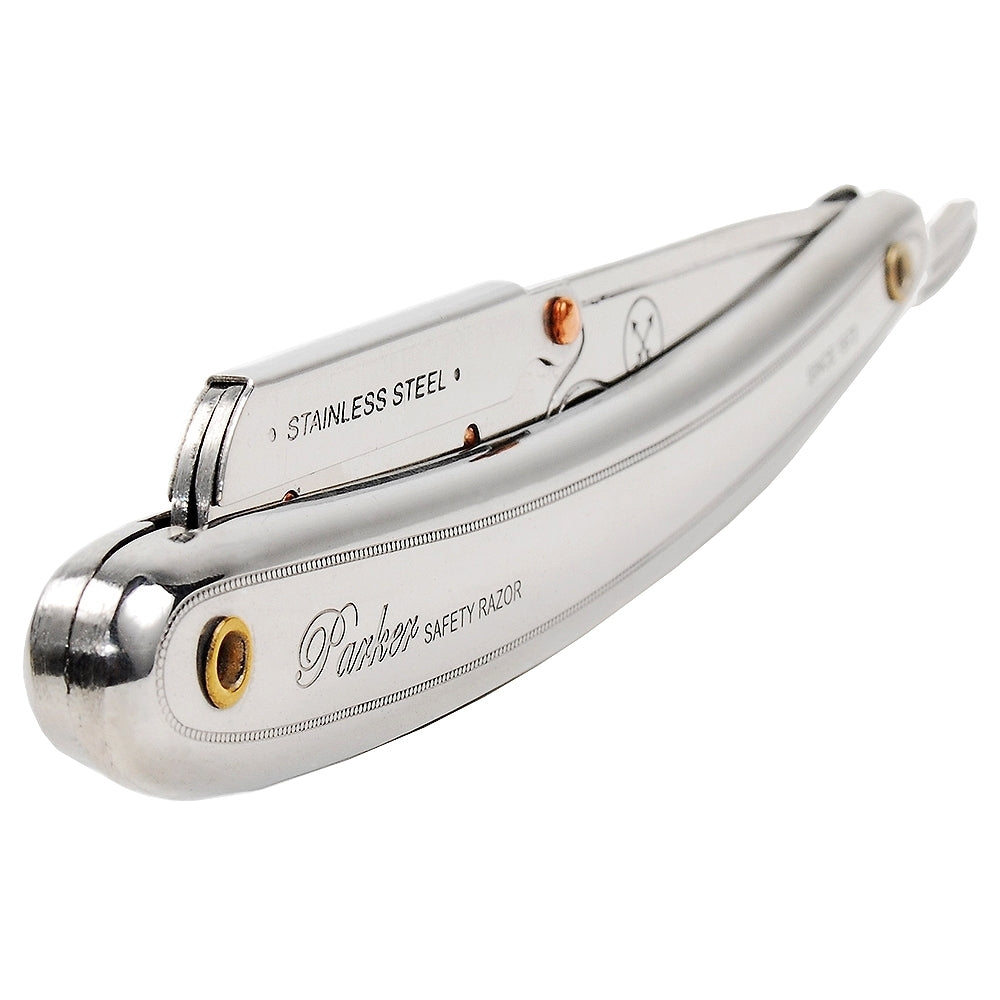 SR1 Straight blade barber razor with clip system - Stainless Steel