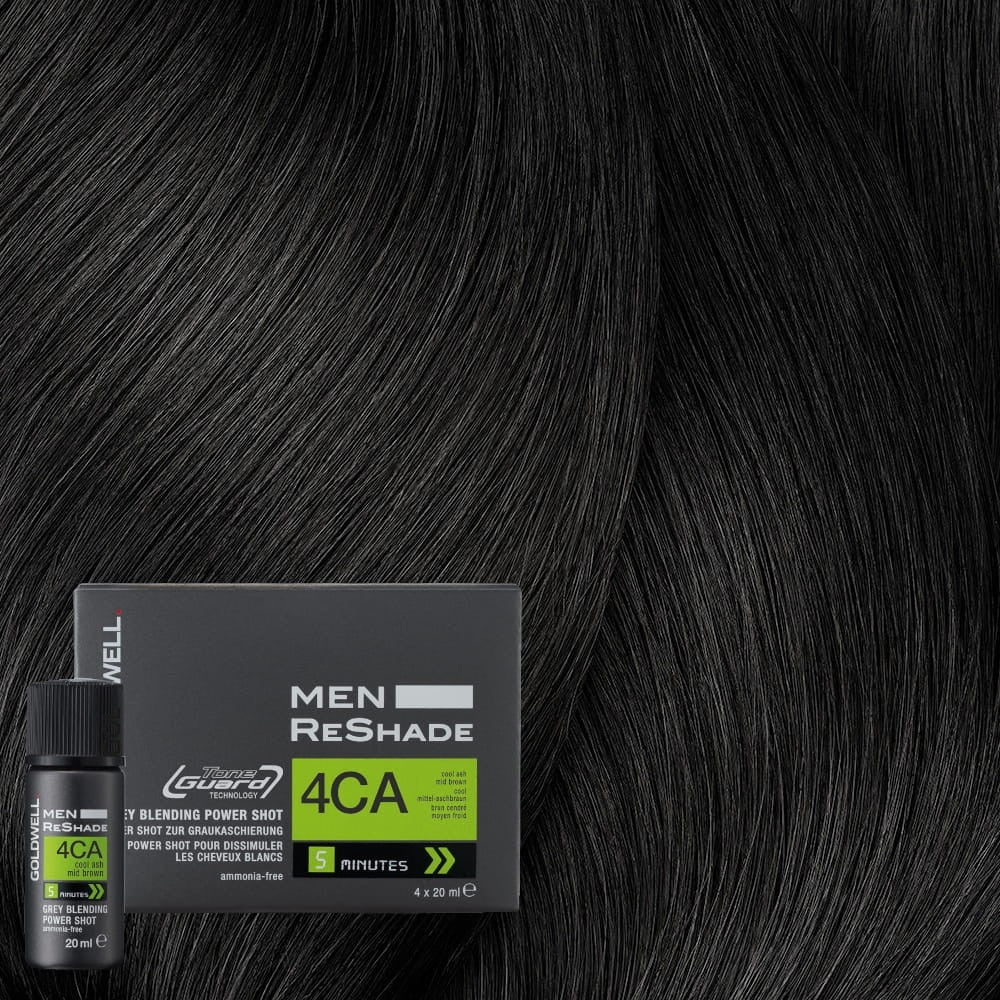 Coloration Power Shot pour dissimuler les cheveux blancs "Men ReShade" (4x 20ml/0.6oz) 4CA - Brun moyen cendré froid