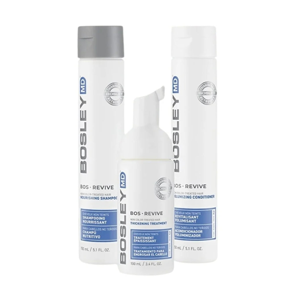 BosRevive Volumizing Starter Kit with Shampoo, Conditioner and Treatment - For Visibly Thinning Hair Non Color-Treated Hair (2x150ml/5.1oz, 100ml/3.4oz)