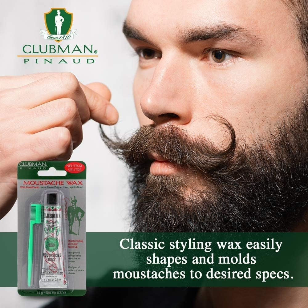 Cire à moustache avec brosse peigne - Neutre (14g/0.5oz)