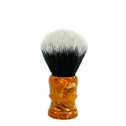 Blaireau avec poils synthétiques premium Tuxedo Knot et manche en résine marbrée jaune doré, brun et blanc - Large (28mm/1.10") - YHSY