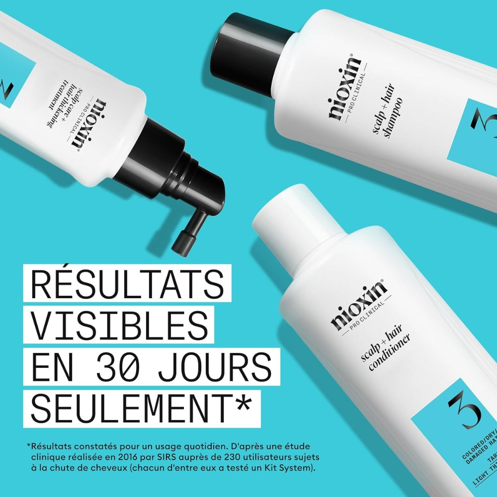 System 3 Cleanser Shampoo, Scalp Therapy Conditioner and Scalp & Hair Treatment Trio - For Colour Treated Hair with Light Thinning (2x 300ml/10.1oz, 1x 100ml/3.38oz)